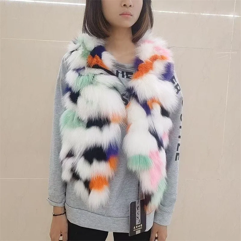 Natural Fox Fur Vest for Women Colorful New Trend Short Waistcoat Autumn