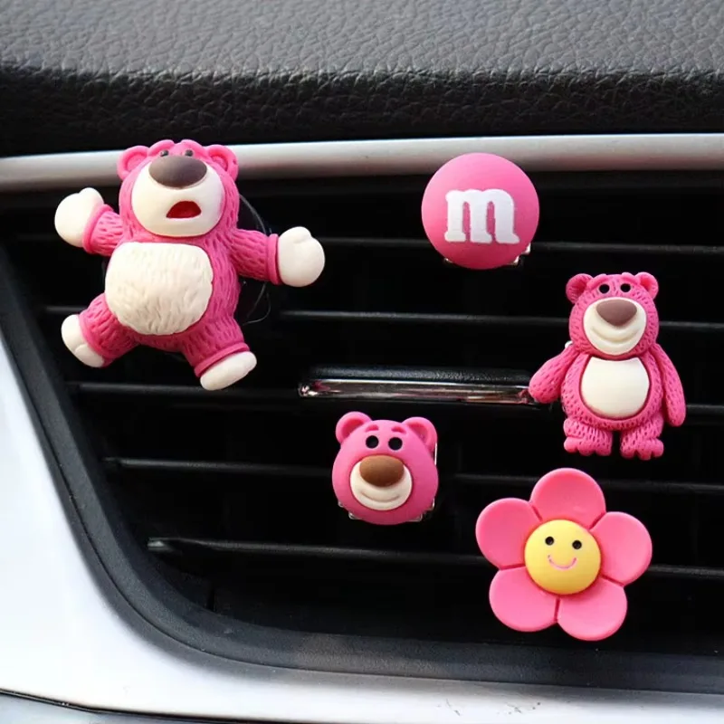 Minnie Mickey Mouse Anime Figure Car Air Outlet Vent Perfume Cartoon Ornament Winnie Bear Air Freshener Accessories Decor Toys