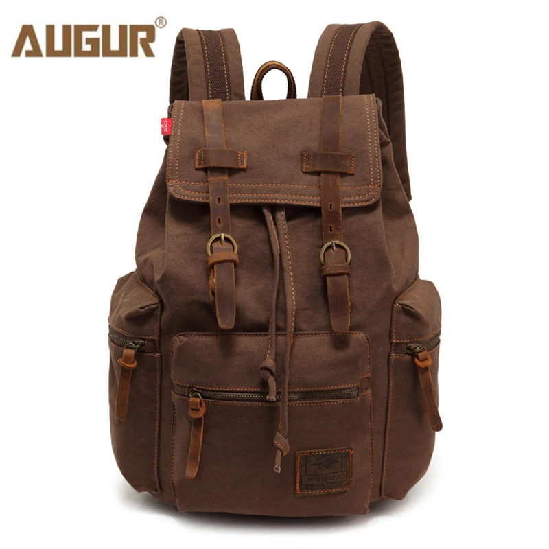 AUGUR New fashion men\'s backpack vintage canvas backpack school bag men\'s travel bags large capacity travel laptop retro bag