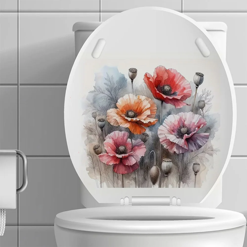 

Charming flowers vinyl Decal Stickers,Wall Decal Removable, Reusable Vinyl Car Sticker for Toilet Lid, Bathroom Decor