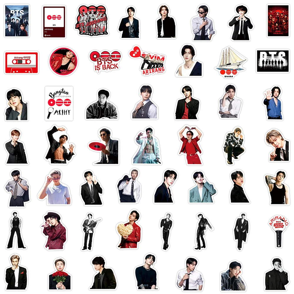 BTS K-pop Boy Group Stickers 50Pcs Waterproof DIY Decals for Desktop Laptop Water Bottle Scrapbooking Fans Souvenir Gift