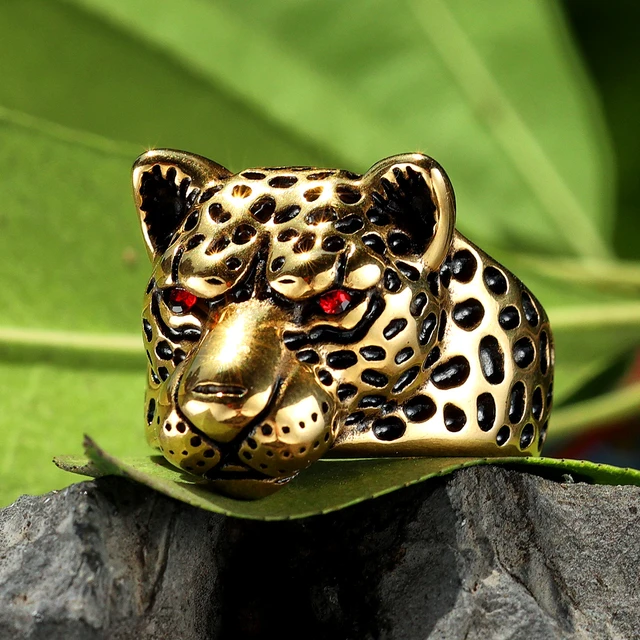 Anillo de leopardo de acero inoxidable para hombres anillos de Jaguar Animal salvaje Punk Rock joyeria de fiesta masculina accesorios de Halloween regalo al por mayor AliExpress
