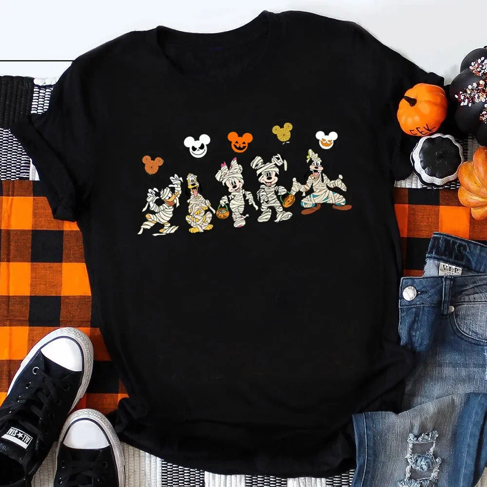 Kaus motif Mickey dan Minnie Mummy Lucu T shirt wanita Trick or Treat Fashion pakaian Lucu Halloween untuk anak perempuan pakaian jalanan