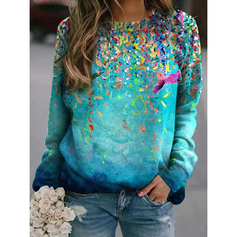 Harajuku New 3D Printing Floral Sweatshirts For Women Fashion Streetwear Pullovers Girls Funny Flowers Graphic Clothing Pullover