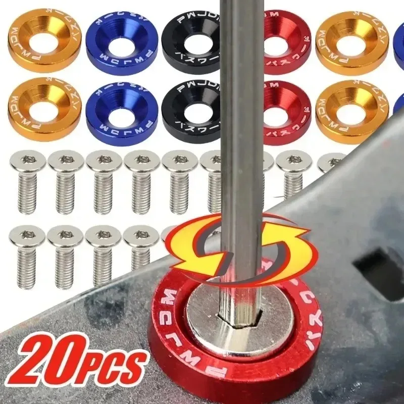 JDM Fender Washers M6 Bolt Set Car Modification Gasket Screw Fender Bumper Engine Aluminum Concave Screws Hex Fastener for Honda