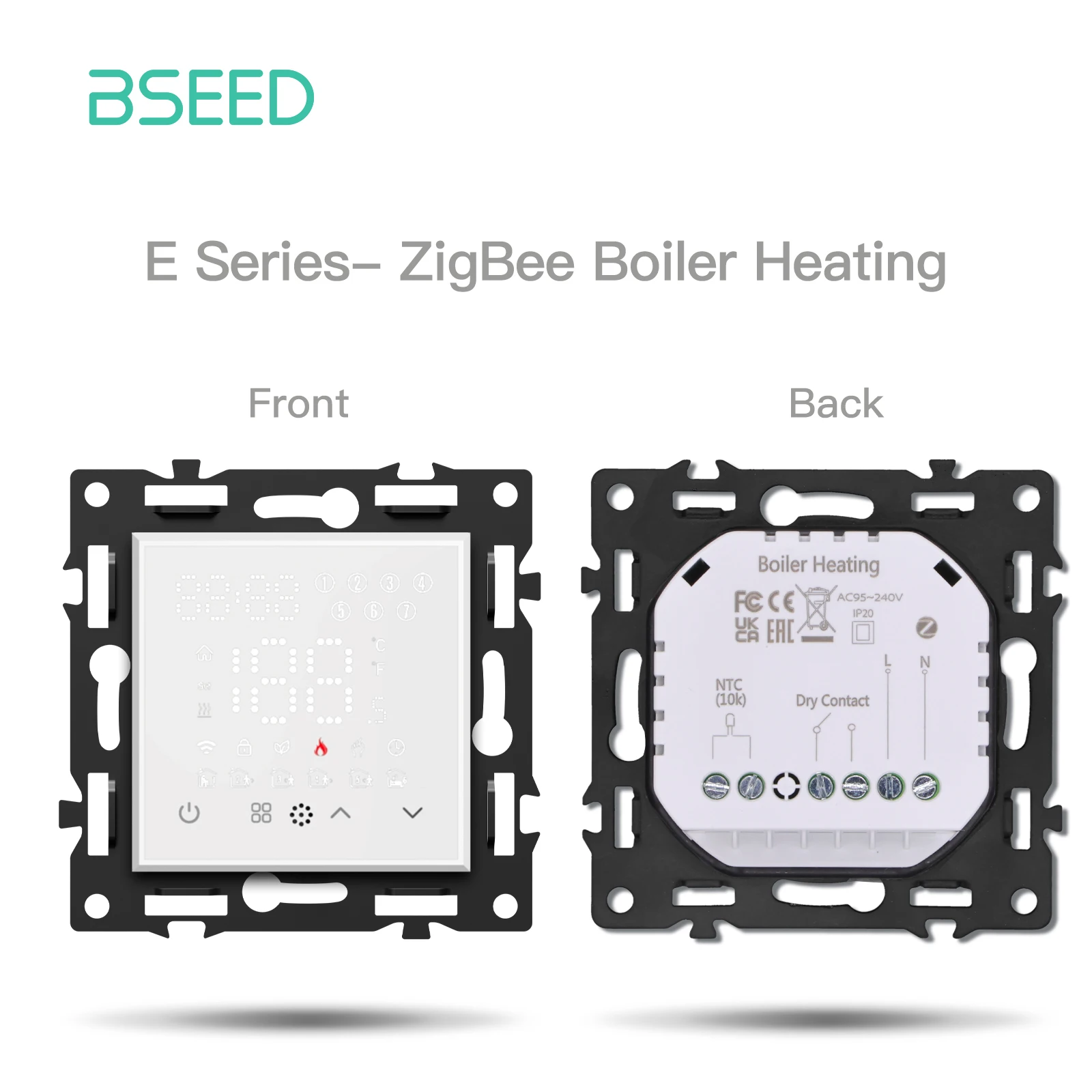 BSEED Zigbee Thermostat Smart Thermostat Controller Floor Heating/Boiler/Water Function Part Glass Frame Tuya Smart Life Control