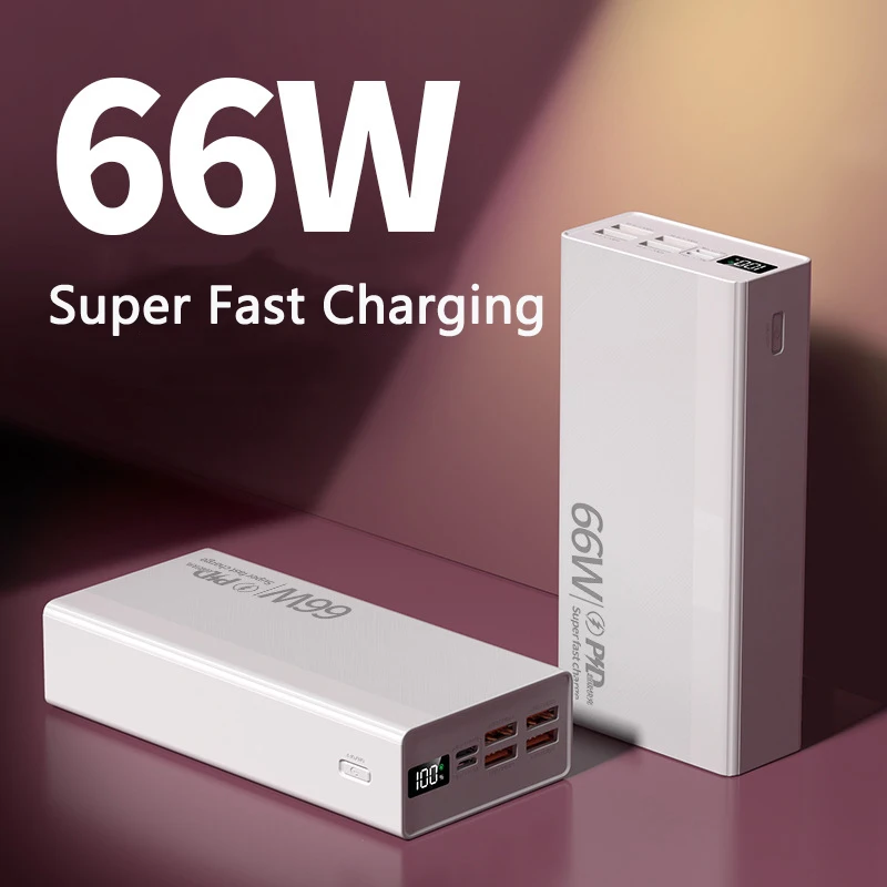 Power Bank 30000 мАч с USB Type C 66 Вт Powerbank с быстрой зарядкой Внешний аккумулятор для iPhone Huawei Xiaomi Samsung Poverbank