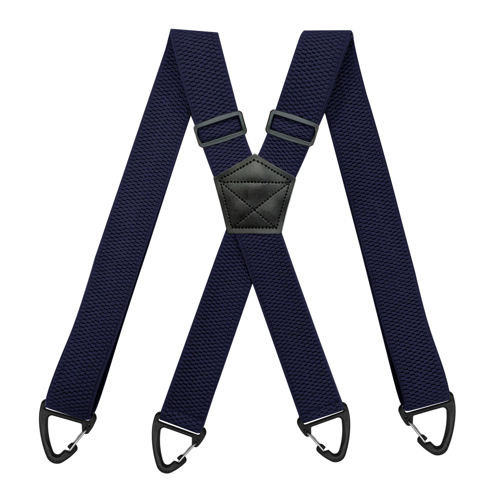 Robuste Hosenträger für Herren, Arbeit, Biker, Outdoor, 3,8 cm breit, X-Rücken, mit 4 Karabinerhaken, verstellbare elastische Hosenträger, Gurt