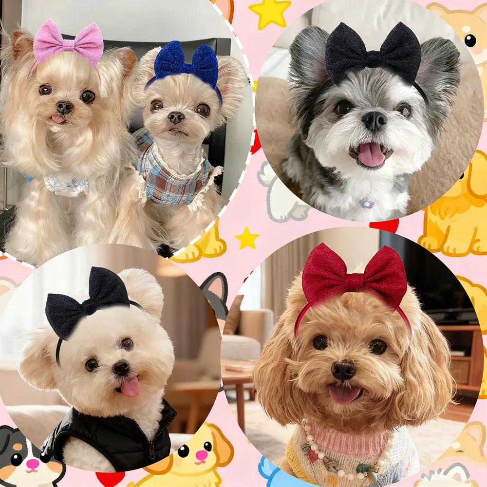 

30pcs Dog Puppy Pet headwear Adjustable Elastic Band Small Dog Cat headband For Dogs Pets Holiday Party Decoration Gift