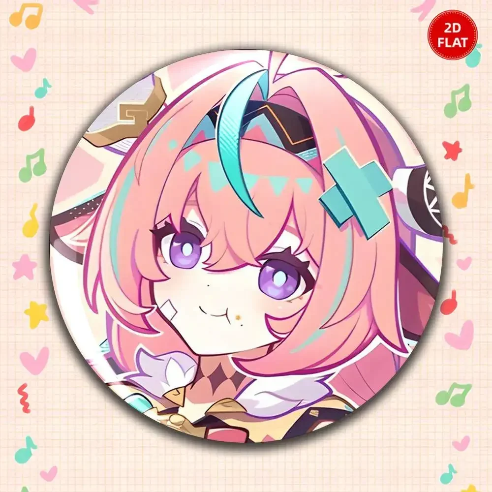 2026 Latest Style Classic Style 2D FLAT Gorgeous Round Anime Plastic Brooch Pin Unisex Lapel Badge Fun Gift