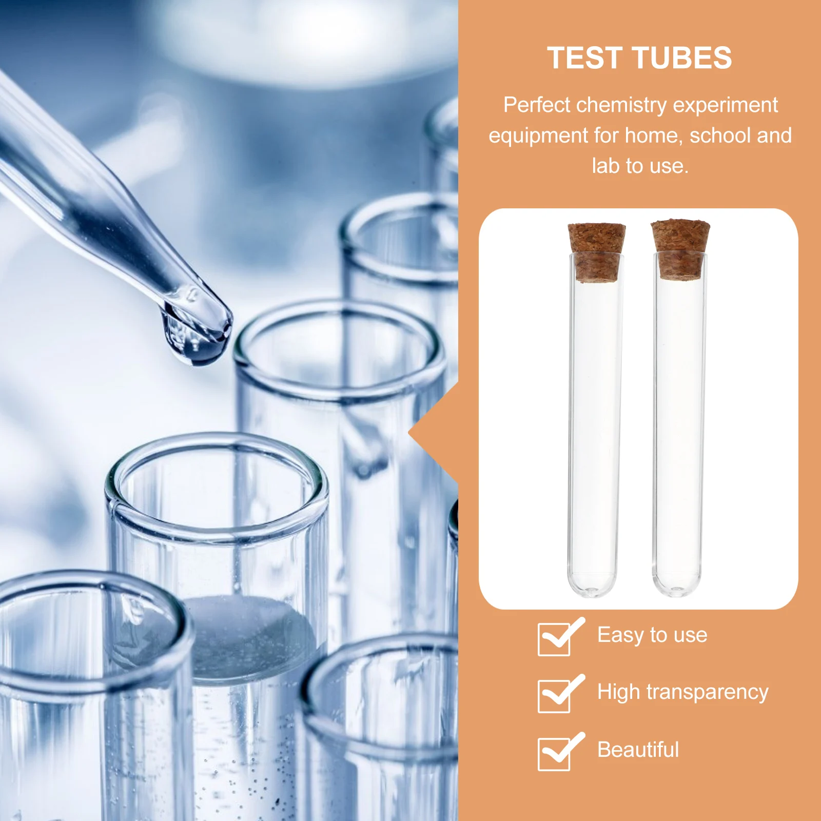 

35 Pcs Cork Test Tube Transparent Tubes Plastic with Caps Lid Stoppers Empty Container
