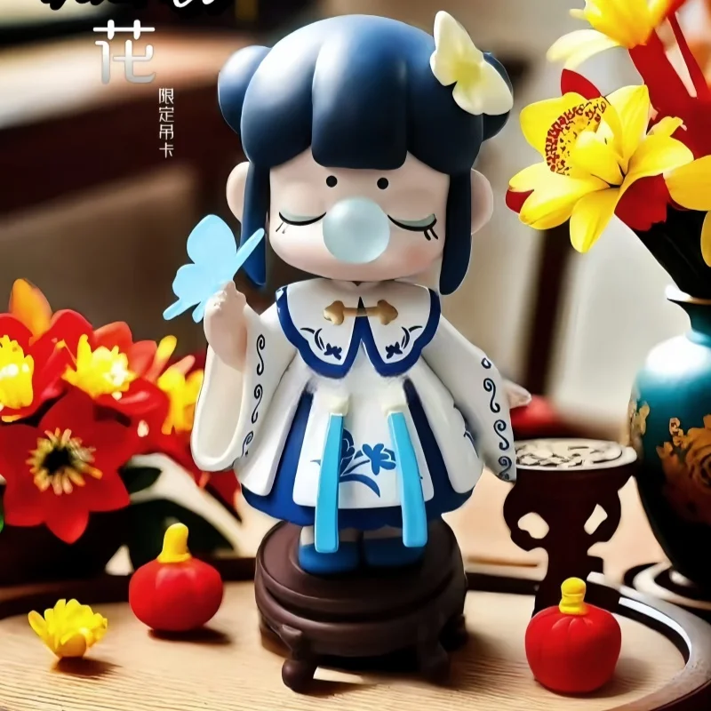 

Su Rui, ограниченная серия, сине-белая фигурка панды, современный восточный стиль, Коллекционная игрушка с подвесной картой, милый подарок