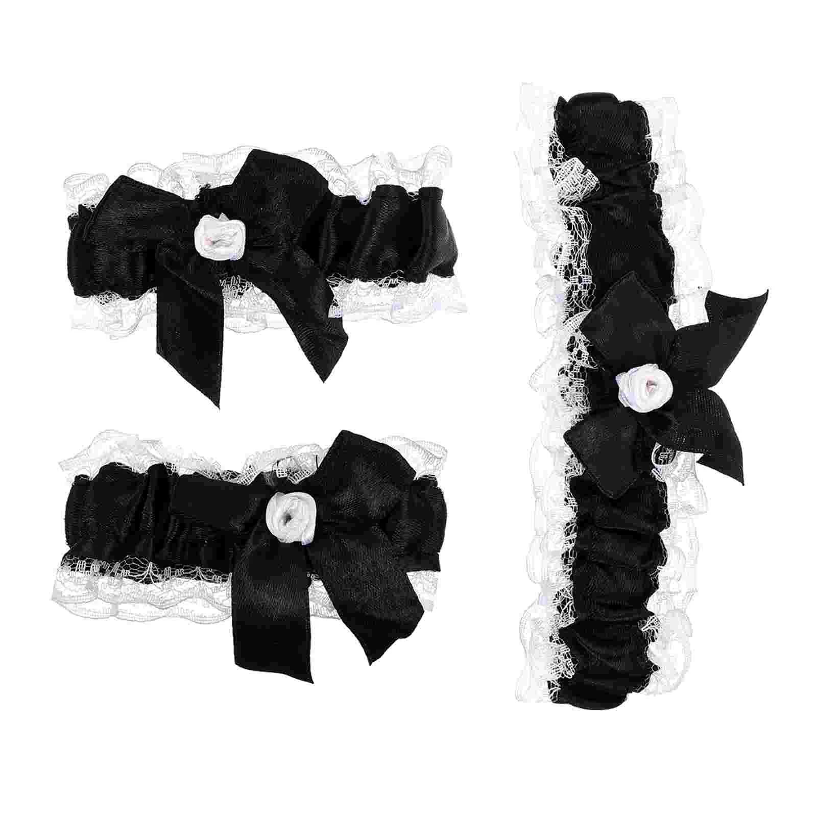 

Choker Necklaces for Woman Leg Collar Bracelet Wedding Garter Maid Cosplay Bow One Piece Black Bride