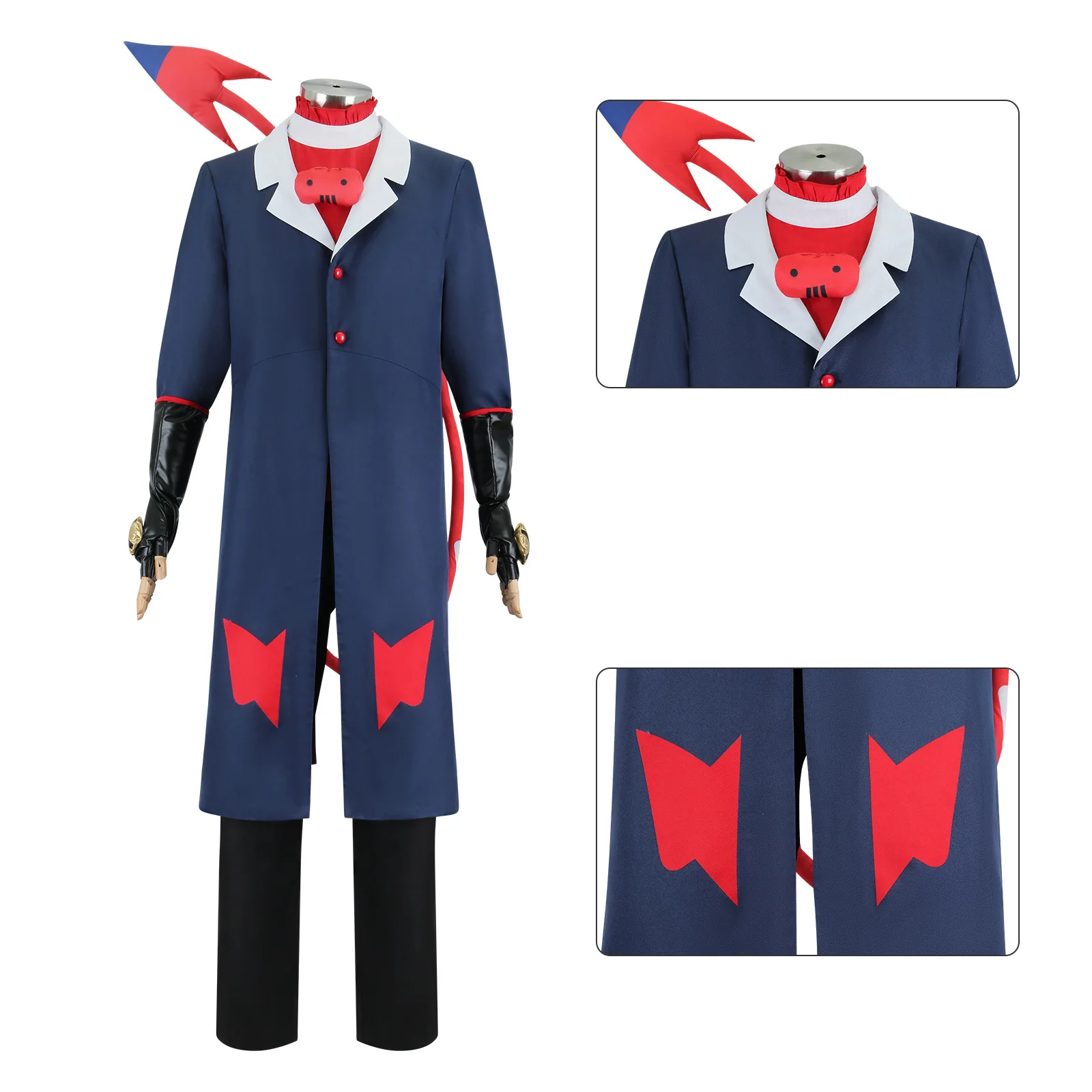 Anime Helluva Boss Blitzo Cosplay Costume Boss Cosplay Party Uniform Suit with Tail Halloween Outfit for Men Women Costume