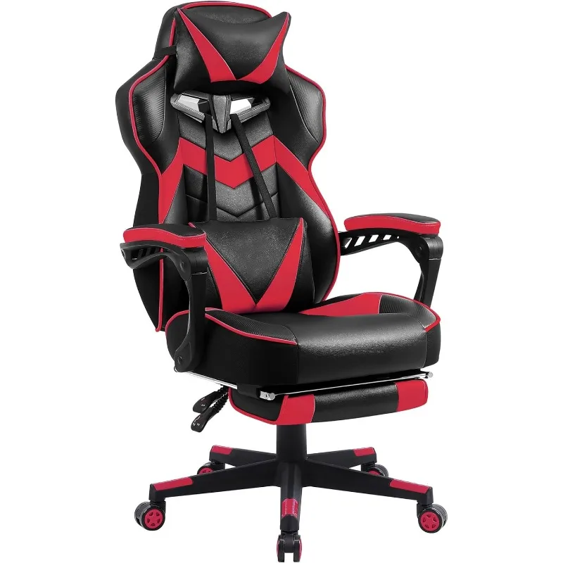 Pink Gaming Chair with Footrest,Big and Tall Gaming Chairs for Adults,Girls Computer Chair for High Back and Massage