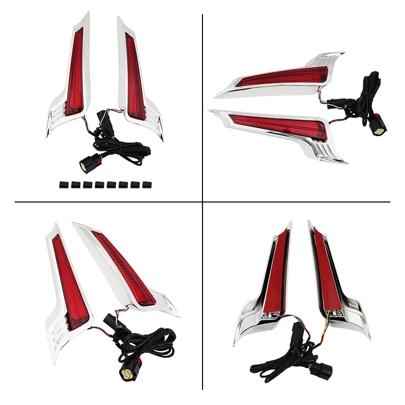 Motorcycle Rear Fender LED Light Saddlebag Side Filler Turn Signal For Harley Touring Road King Street Glide 2014-Up