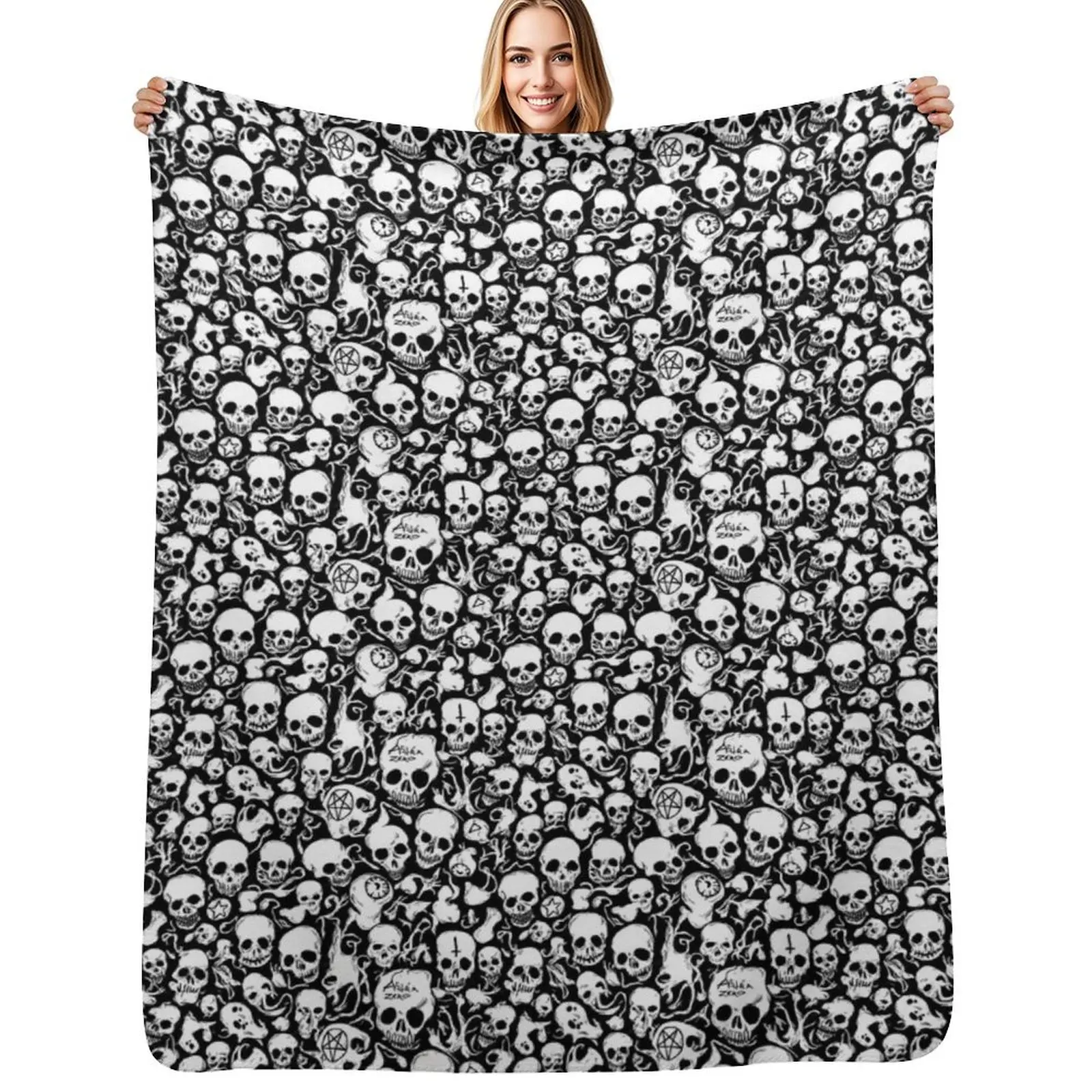 

Abstract Horror Skulls Throw Blanket Thin Soft Blanket for Summer Night Sleeping