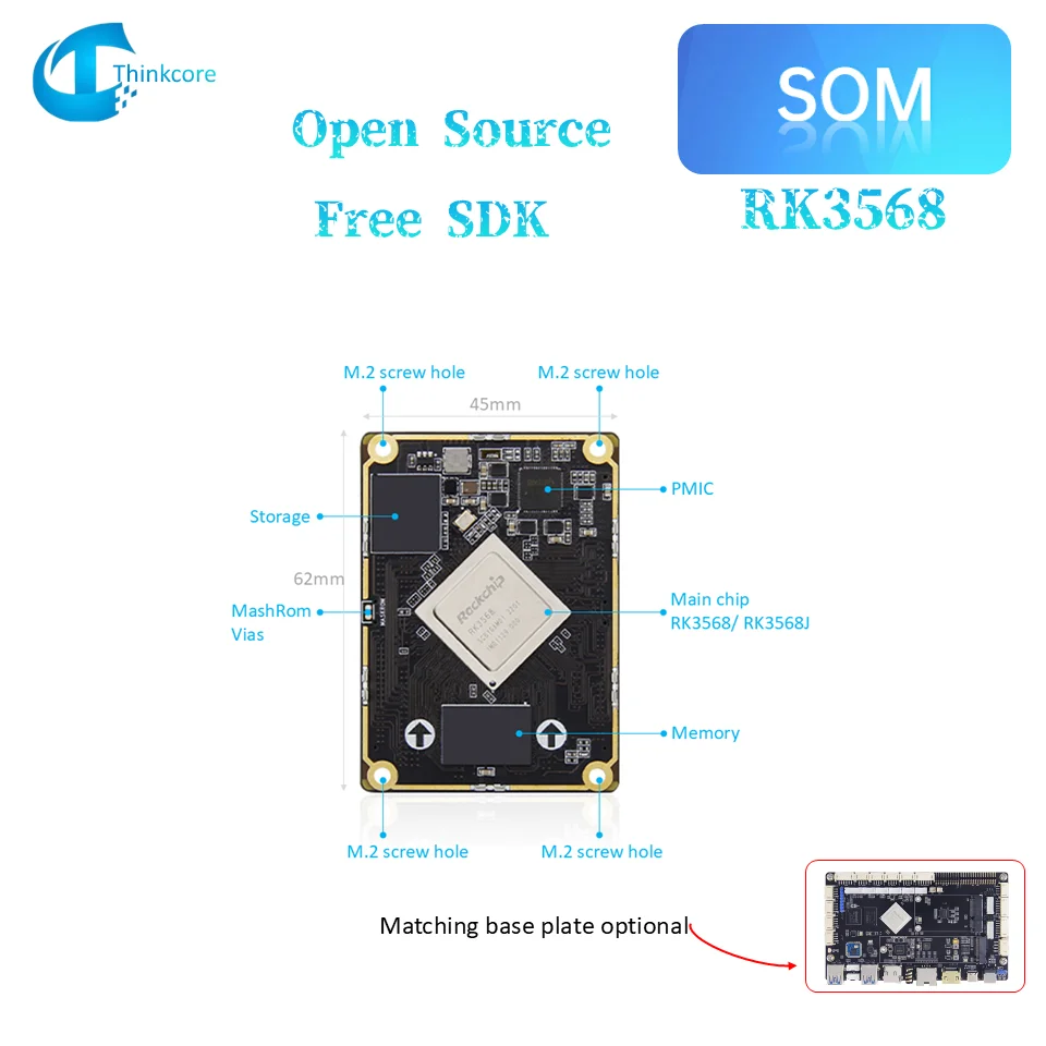 

Rockchip RK3568J System on Module 1TOPS NPU 4K 60fps Resulotion RK3568 BTB Artificial Intelligence AI Industrial Linux Board