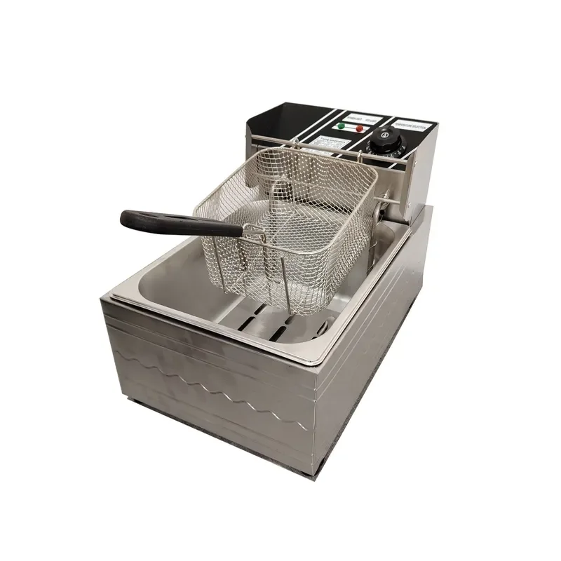 Commercial 6L Electric Deep Fryer Stainless Steel Single Tank Basket for French Fries Chips Kitchen Restaurant Equipment