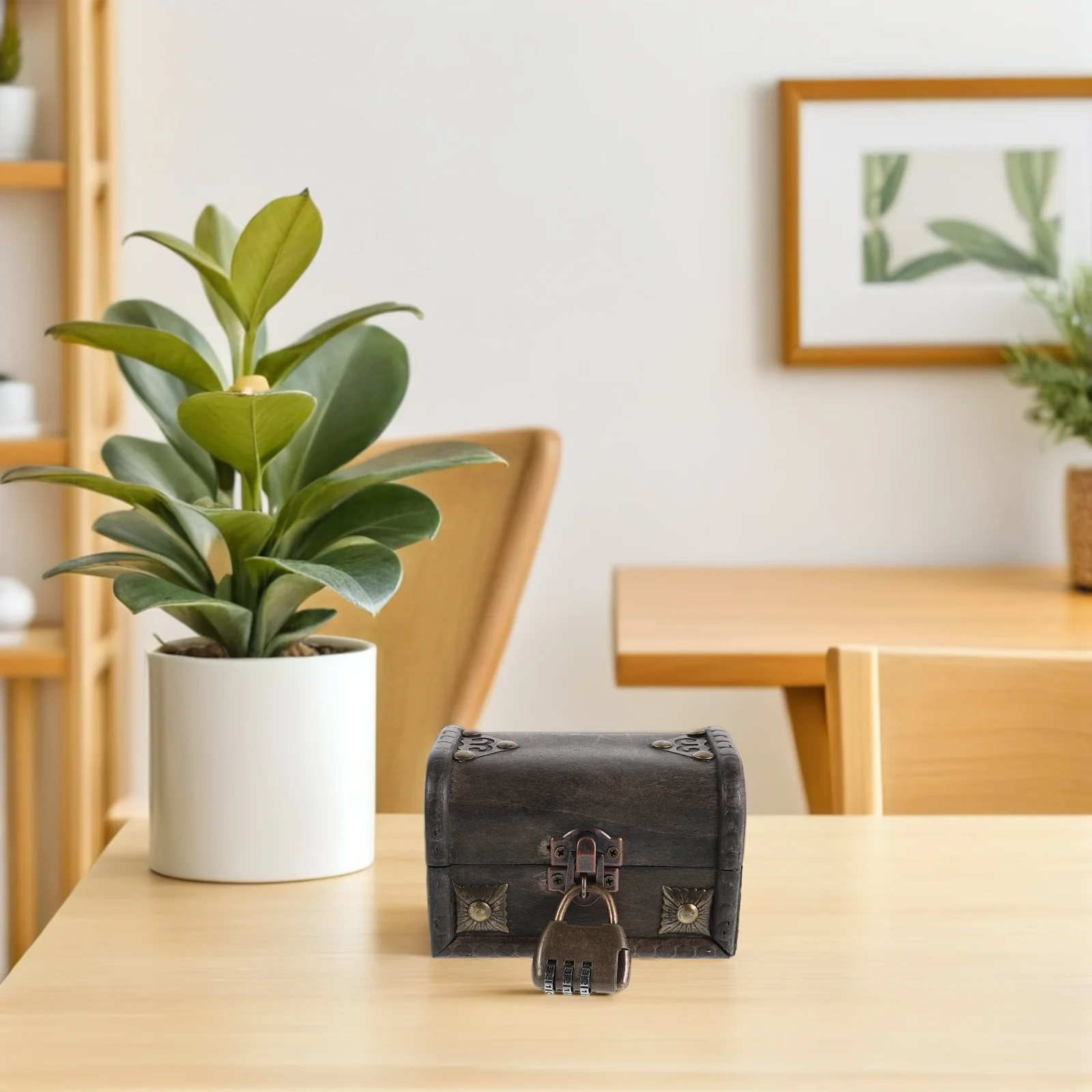 Мини-деревянная запираемая коробка в винтажном стиле, комната для побега, игра для хранения ювелирных изделий, чехол для сокровищ, деревенская декоративная комбинация