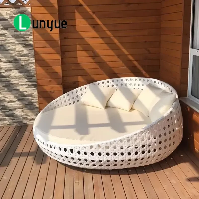 Modern Outdoor Large Lazy Vine Bed 180x180x90cm Waterproof Sun Protection for Swimming Pool Hotel Balcony Indoor Outdoor
