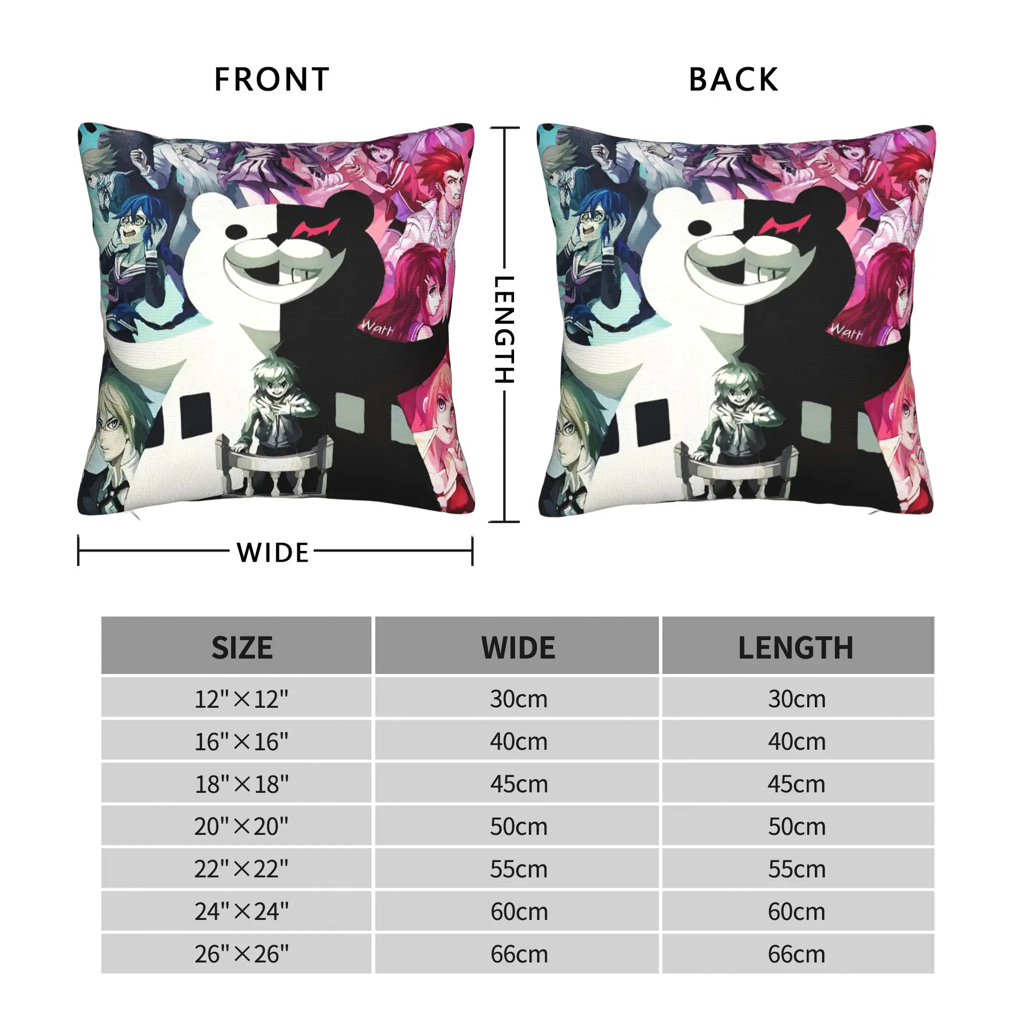 المخدة الزخرفية Danganronpa انمي ياباني اكسسوارات المنزل رمي كيس وسادة غطاء مربع أحجام متعددة