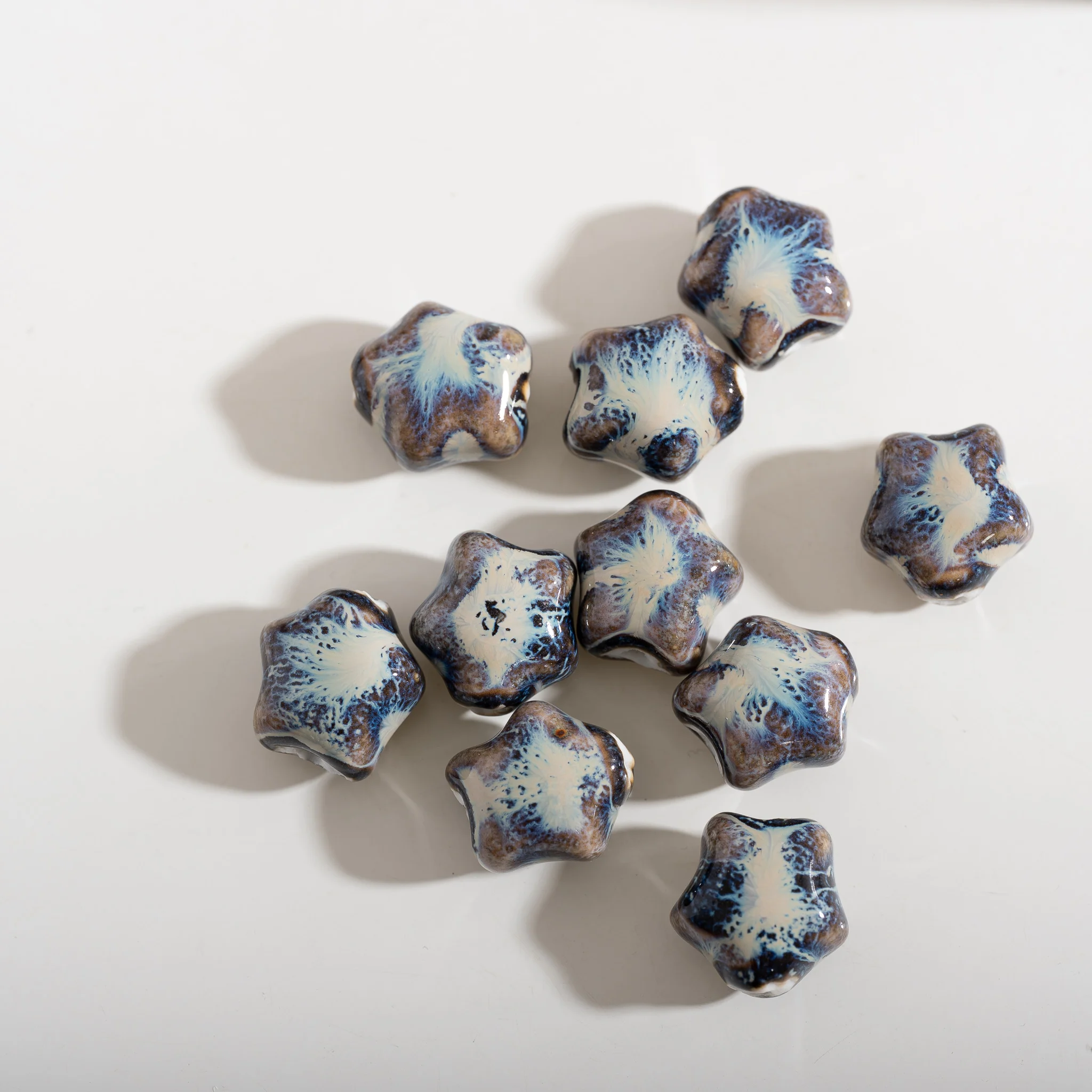 Multicolor Star Ceramic Beads Glossy Glazed Spacer Beads for Jewelry Making DIY Bracelet Necklace Craft Supplies Handmade Potter