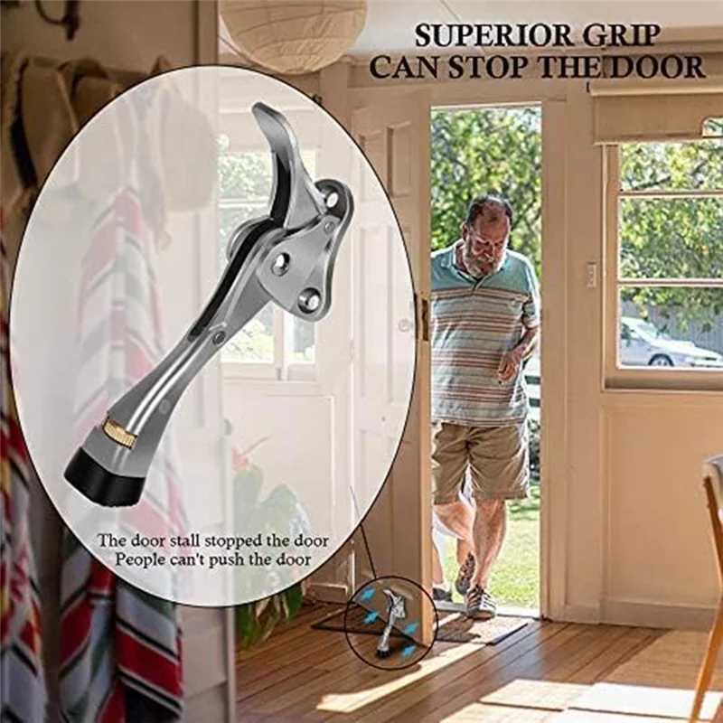 

AS95-Foot Door Stop Automatic Foot Door Door Stop Invisible Adjustable Movable Anti-Collision Brake 4 Inches 3Pieces