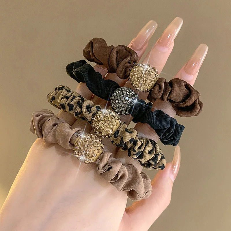 4Pcs Fashion Hair Ties Woman Tie A Ponytail Hair Bands Elastics Rope Scrunchies Hair Accessories Elastic Bands for Girls Stuff