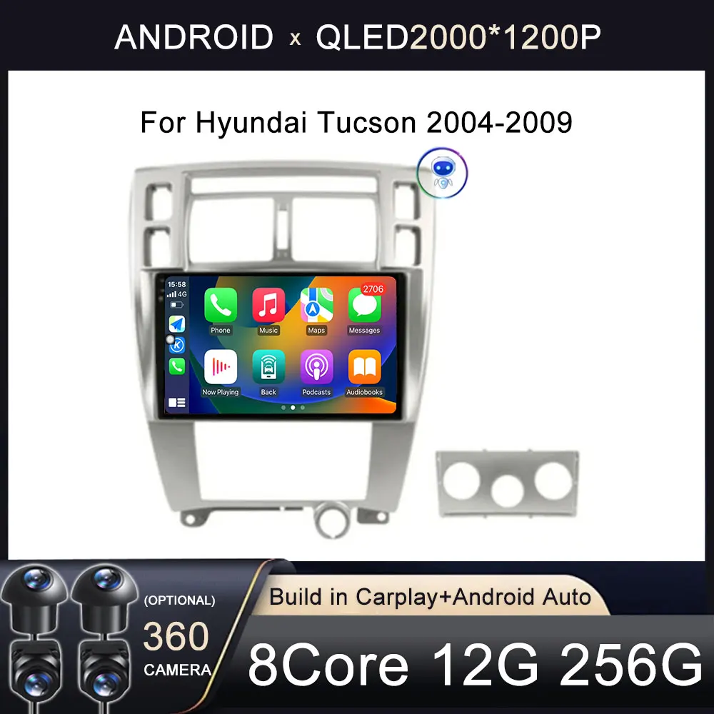 

Автомагнитола для Hyundai Tucson, мультимедийный видеоплеер на Android 14, 2DIN, DVD, для Hyundai Tucson 2004, 2005, 2006, 2007, 2008, 2009