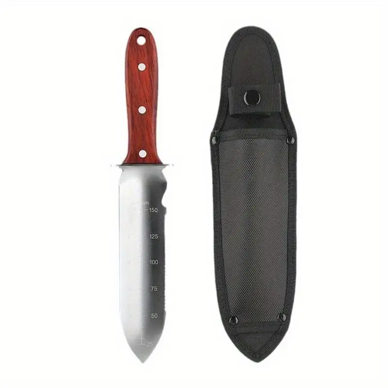 1Pc Garden Professional Hori Hori Garden Knife with Sheath Stainless Steel Blade for Weeding Digging Pruning Cultivating Garden