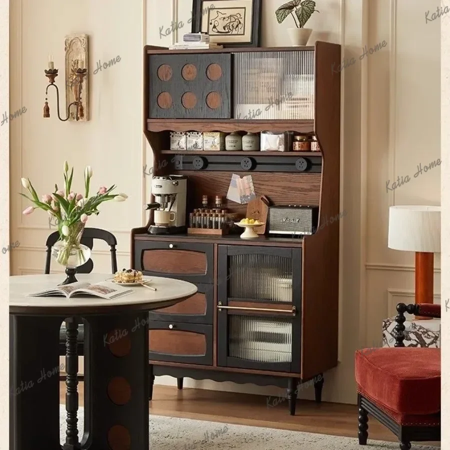 YJ French-style Vintage Nordic Living Room Cabinets Solid Wood Small-sized Home Cabinet Storage Organization Furniture Muebles L