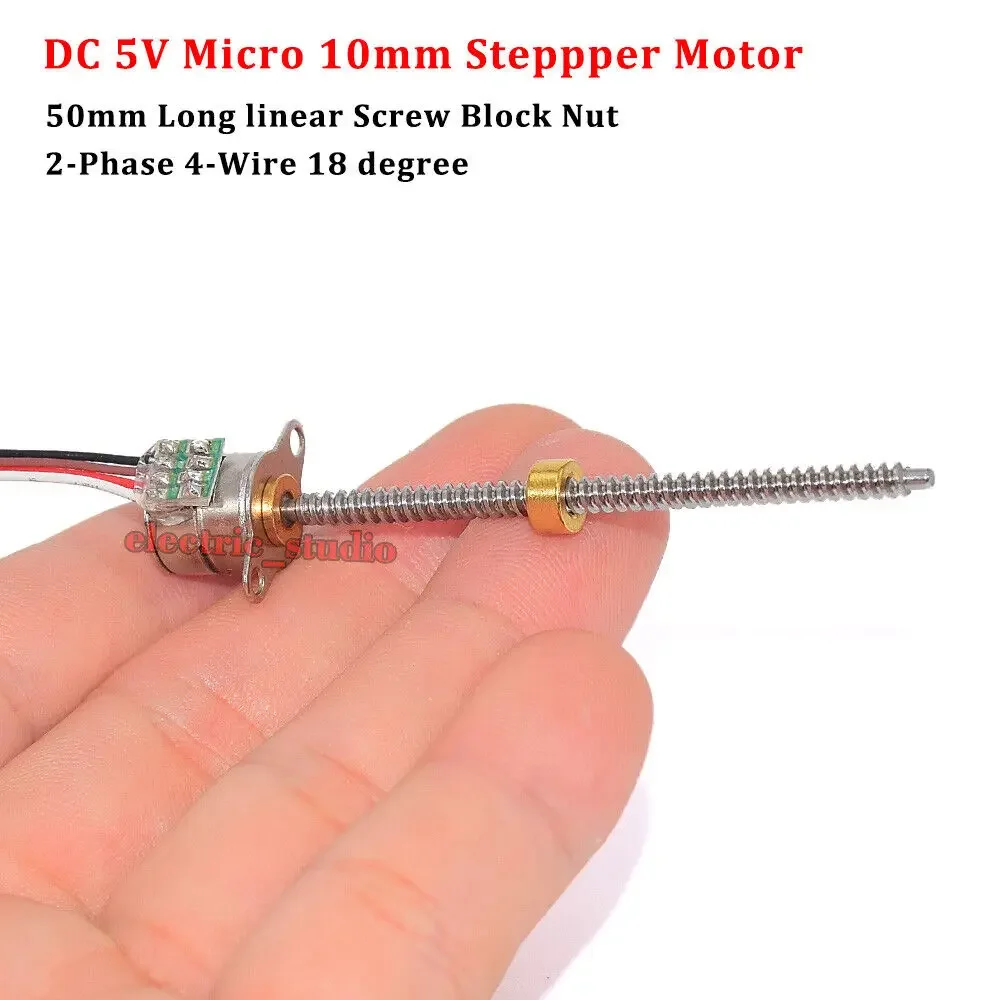 Micro 10mm Stepper Motor DC 5V 2-phase 4-wire Mini Long Linear actuator Stepper motor Screw Block Telescopic Nut Rod 50mm Stroke