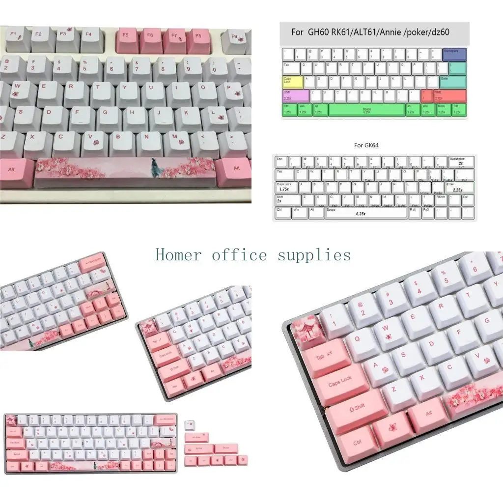 

K43B PBT Baby Pink Keycaps Set Fit For Cherry MX Механическая клавиатура GH60 GK61 GK64 PC Gaming Клавиатуры