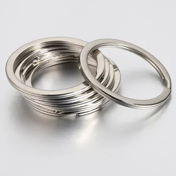 원형 플랫 라인 분할 금속 키 링, 합금 키 링, DIY 쥬얼리 제작 키 체인 액세서리, 1.5x20mm, 20 개