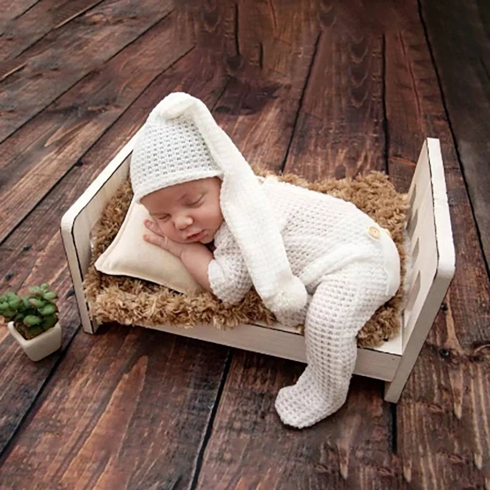 Newborn Photography Outfit White Waffle Romper Pom Pom Hat Set Infant Photo Props Soft Baby Costume Studio Newborn Photo Outfit
