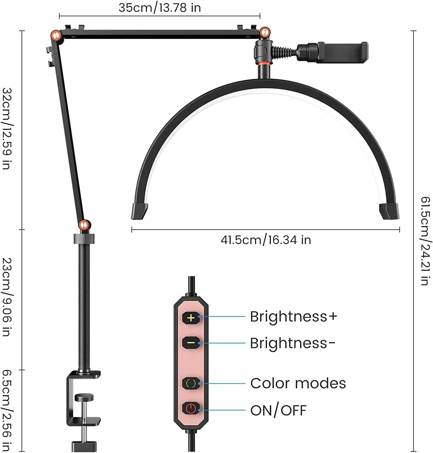 Eyelash lighting Semi-Permanent Ring Light Beauty Table Clamp Cradle Makeup Tattoo Salon Nail Extensions Half Moon Lamp