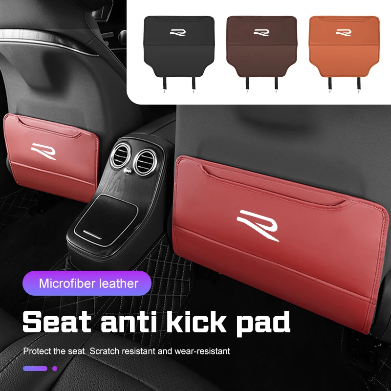 

New R Logo Car Seat Back Anti Kick Pad Leather Protective Mat Storage Bag for Volkswagen VW ID3 ID4 Golf 3 5 7 8 Beetle Scirocco