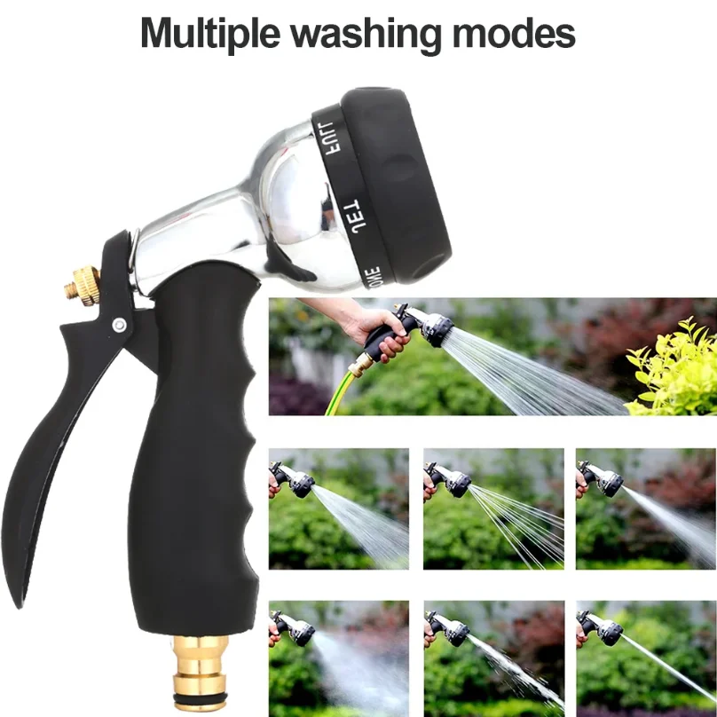 Metal Nozzle High Pressure Metal Irrigation Water Gun Rust Prevention with Rubber Handle for Car Garden Lawn Wash for Cleaning