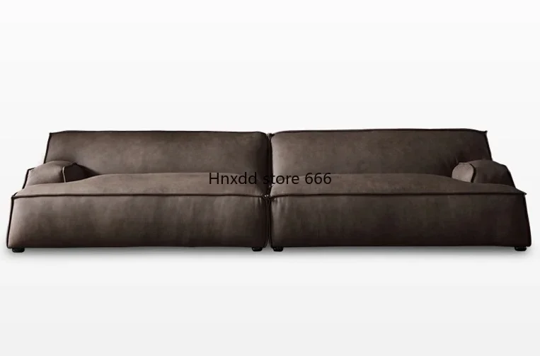 The first layer of cowhide high-end living room designer straight row three-person leather sofa