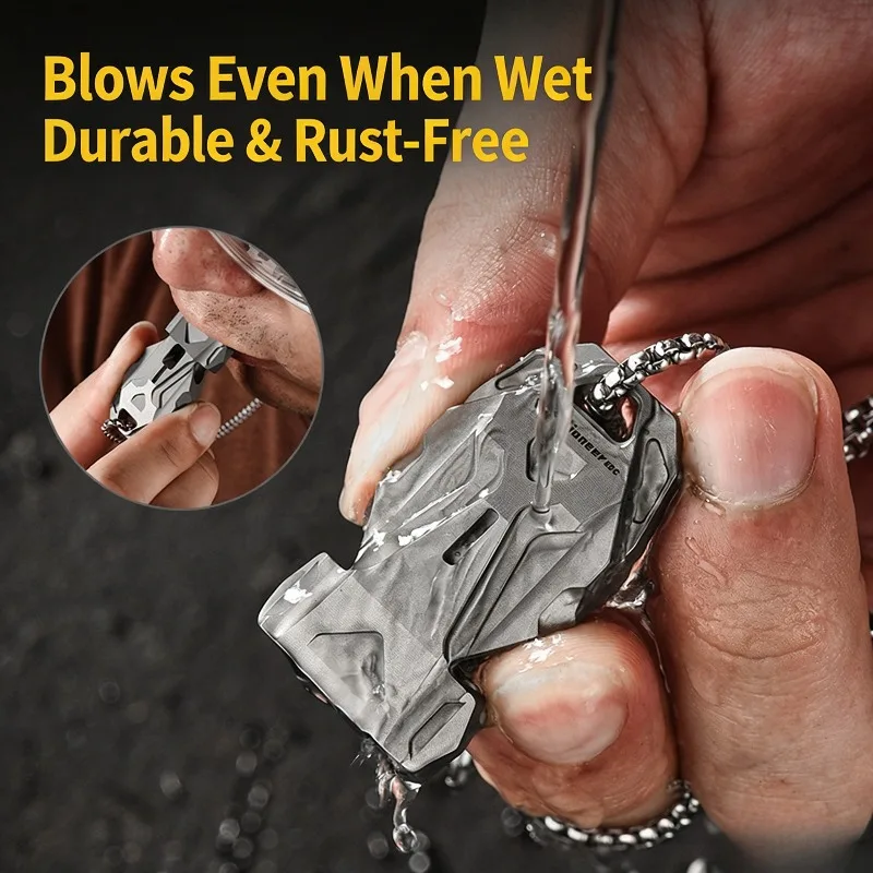 Titanium Alloy Survival Whistle High Decibel EDC Emergency Signal Whistle Waterproof TripleTube Outdoor Camping Hiking Rescue