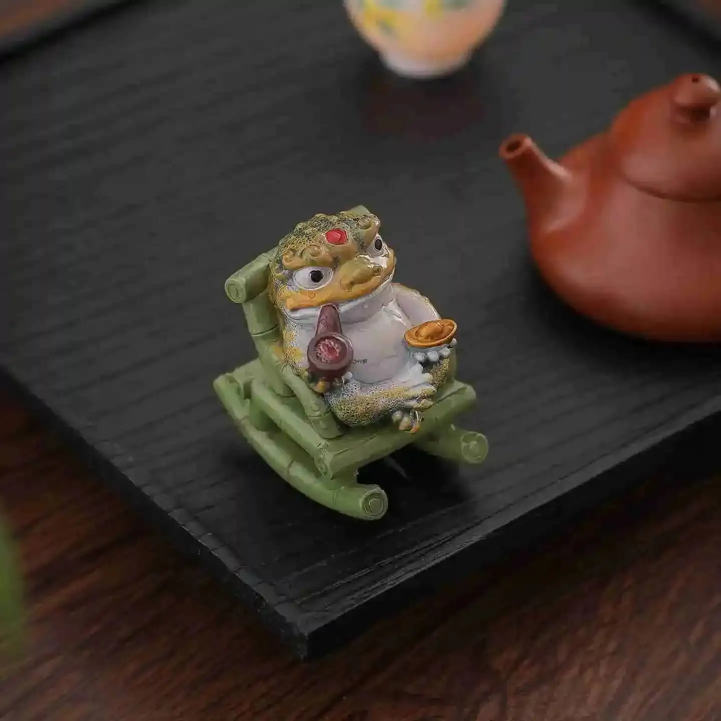 Lucky Golden Toad Tea Pet Ornament Heat-sensitive Color-changing Niche Desktop Tea Table Decoration Tea pet Accessories