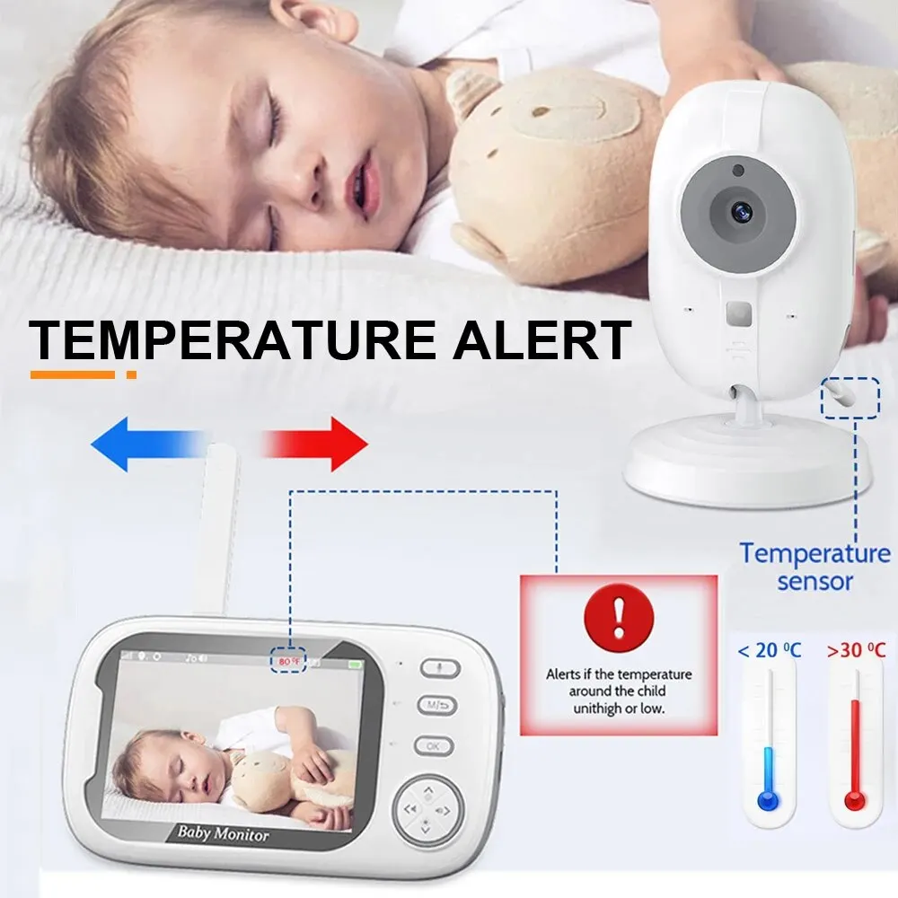 3.5 Inch Wireless Video Baby Monitor Mother Kids Two-way Audio Baby Nanny Security Camera Night Vision Temperature Monitoring