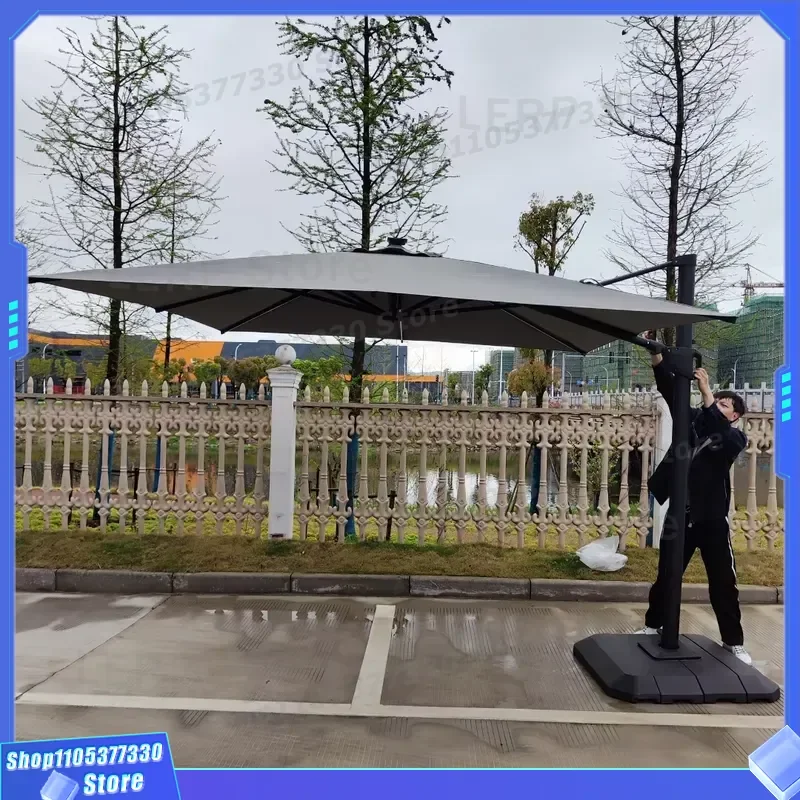 Factory Price High Quality Large Patio Giant Cantilever Solar Powered Parasol Umbrella Garden Outdoor
