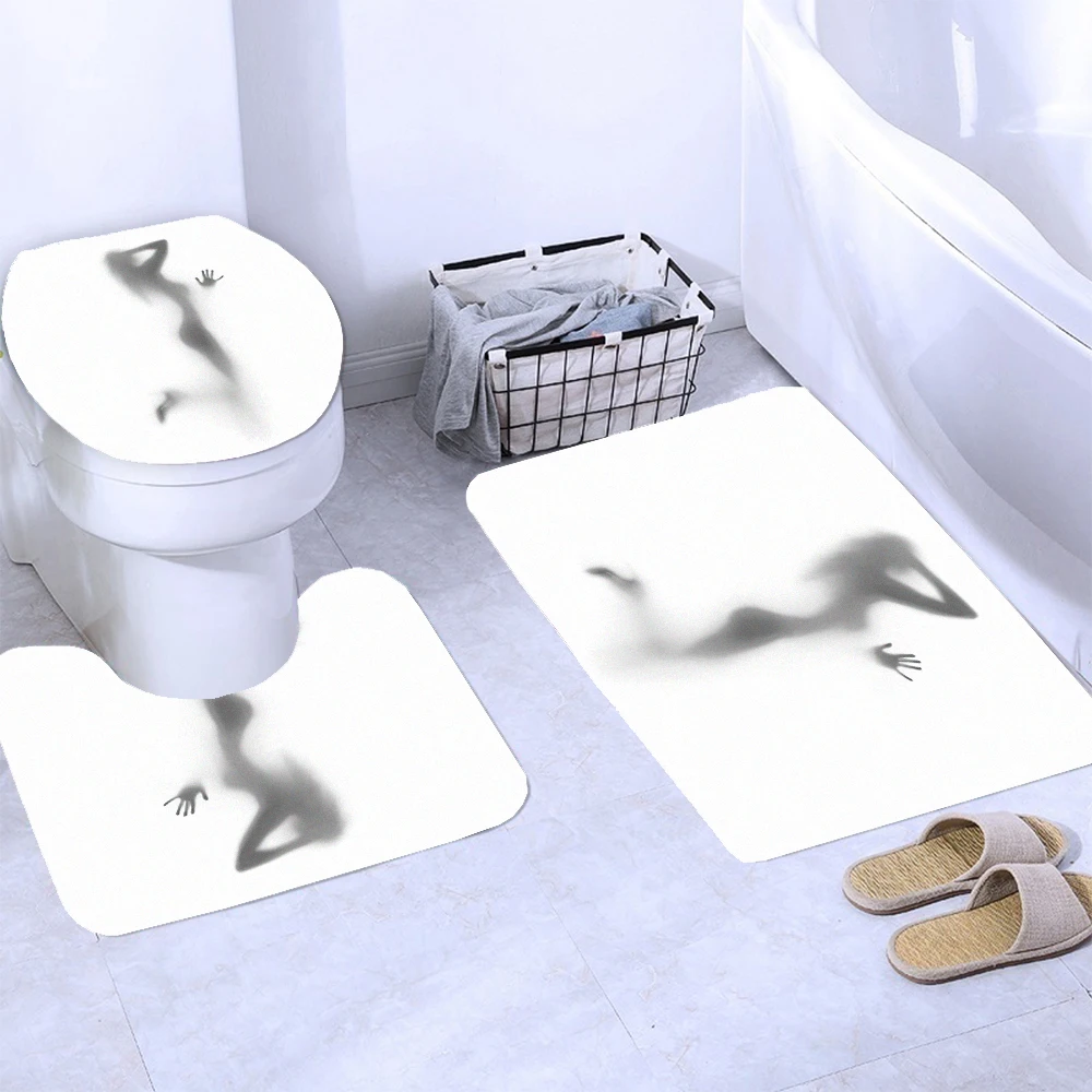 Nude Women Shadow Shower Curtain With Hook hot Sexy Girl Bathroom Set Non-slip Carpet Toilet Cover Pad Bath Mat for Home Decor