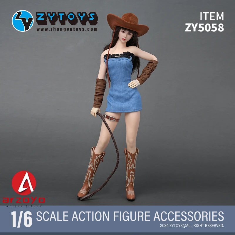 ZYTOYS ZY5058 1/6 Scale Western Cowgirl Set Skirt Long Boots Clothes Model For 12