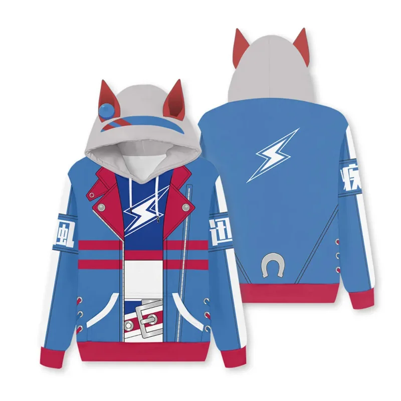 Pretty Derby Hoodie A Musume Tamamo Cross Agnes Tachyon Cosplay Hooded Sweatshirt Adult Casual Pullover Baseball Jacket Coat