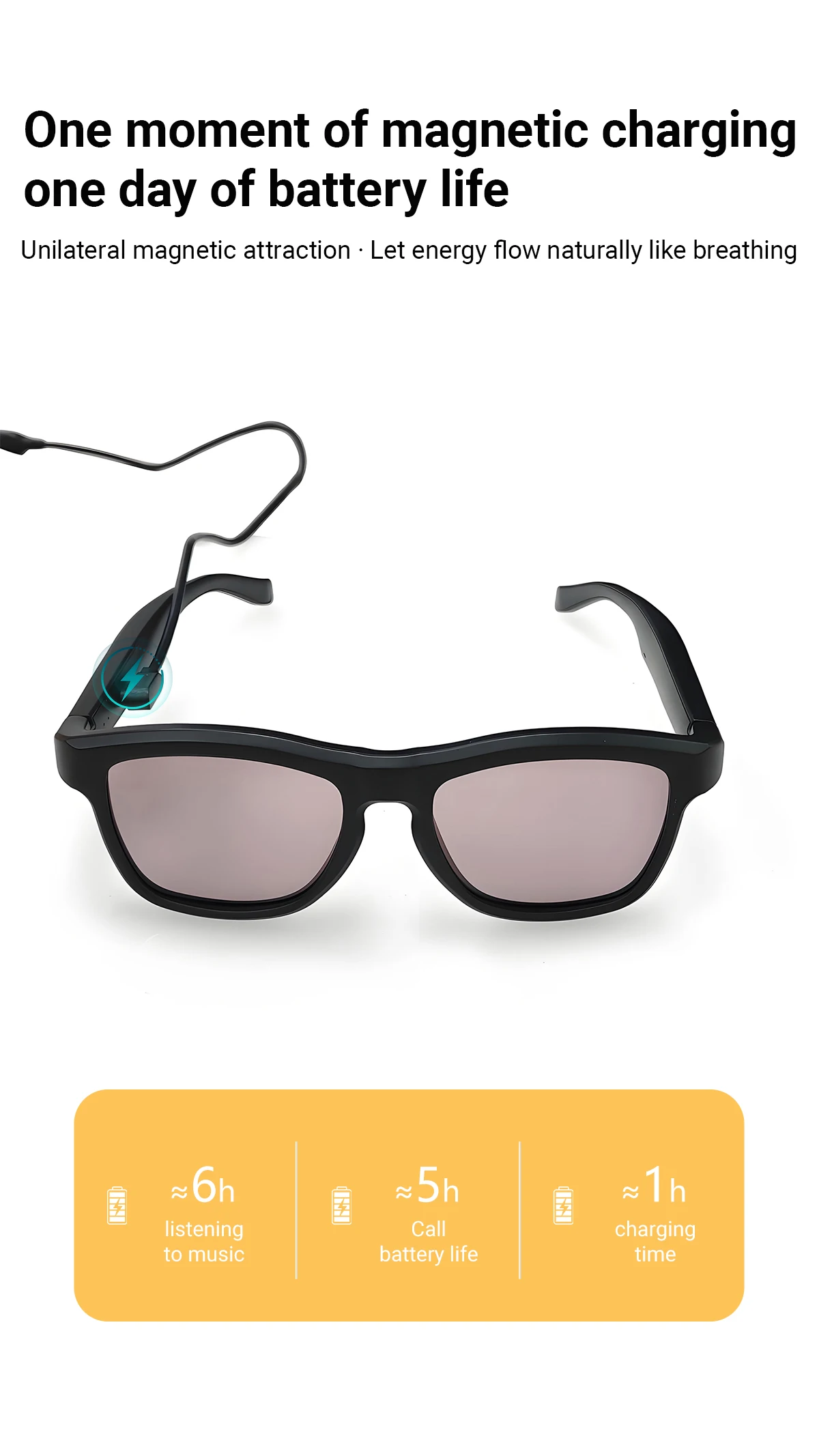 Touch-Control Farbwechselnde Sonnenbrille für Männer und Frauen Elektrochrome KI-Intelligente Übersetzungs- und Anruffunktion Musikplayer Bluetooth – Detail 11
