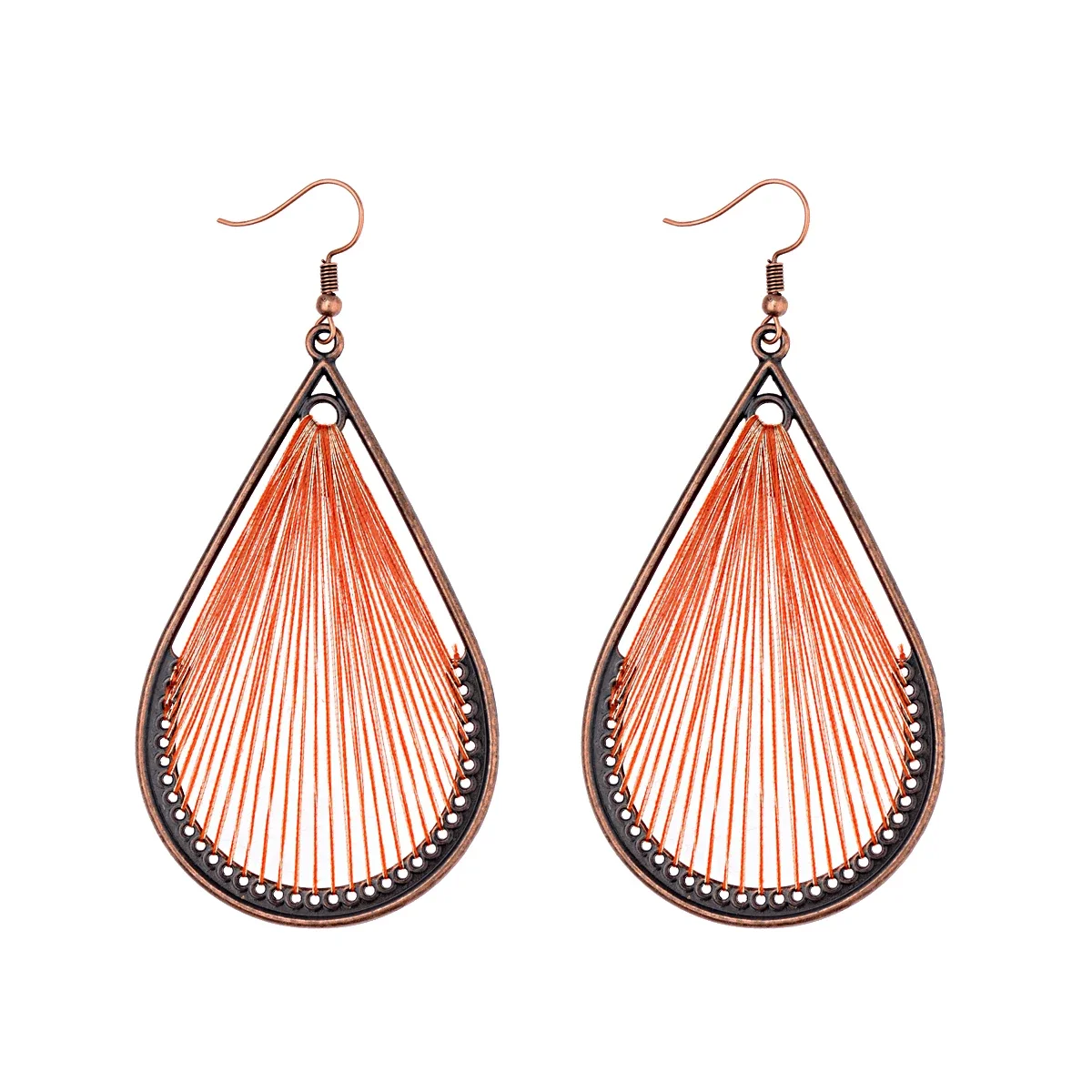 Boho Multi-Style Handmade Thread Wrapped Earring for Women Fashion Rope Wrap Round Triangle Dangle Earrings Female Jewelry Gift image 3
