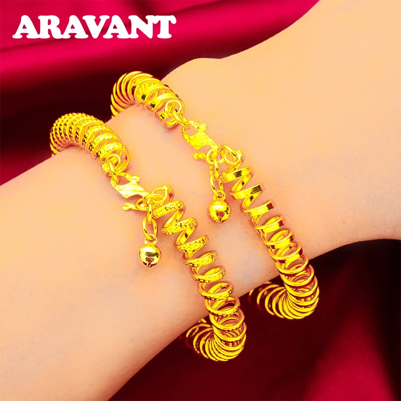 Aravant 925 Sterling Silver 18K Gold Spring Bracelet Chains For Women Fashion Jewelry